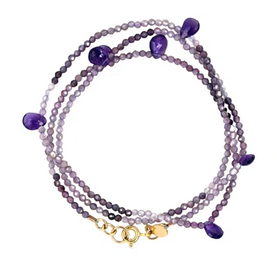 Lori Kaplan Design Women's Triple Wrap Purple Shaded Spinel Amethyst Bracelet Or Necklace