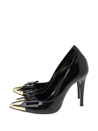 Pre-owned Loriblu 105mm Leather Heeled Sandals In Black