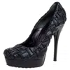 Loriblu Black Leather Round Toe Platform Pumps In Black