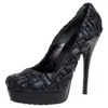 Loriblu Black Leather Round Toe Platform Pumps In Black