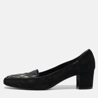 Loriblu Black Suede Block Heel Loafer Pumps Size 39