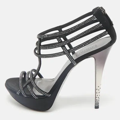 Loriblu Black Suede Crystal Embellished Platform Sandals
