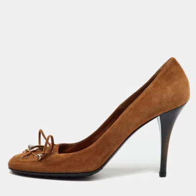 Pre-owned Loriblu Brown Suede Round Toe Pumps Size 40