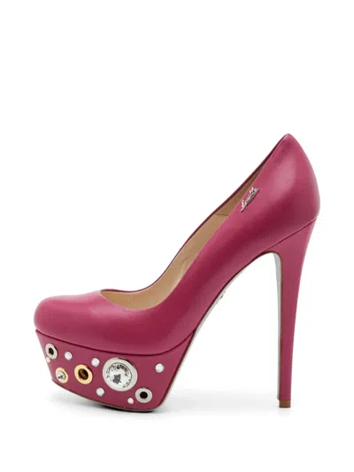 Pre-owned Loriblu Crystal-embellished Platform Pumps In Pink