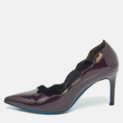 Pre-owned Loriblu Dark Brown Patent Leather Pointed Toe Pumps Size 35