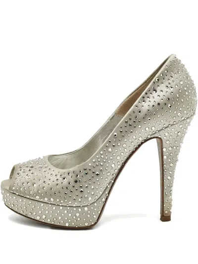 Pre-owned Loriblu Embellished Heeled Pumps In Silver