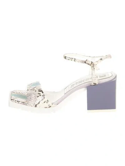 Pre-owned Loriblu Embossed Leather Animal Print Sandals In Multi