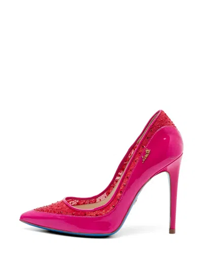 Pre-owned Loriblu Lace Patent Leather Pumps In Pink