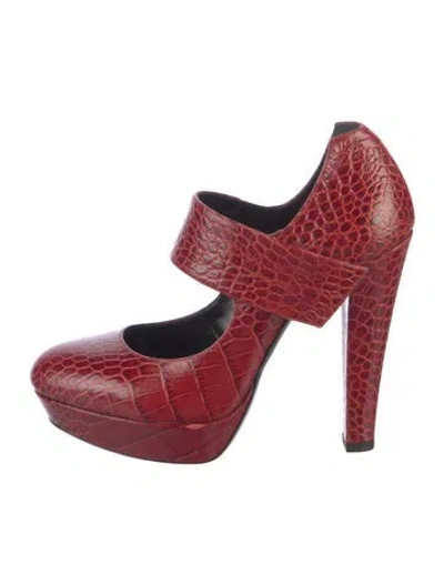 Pre-owned Loriblu Leather Animal Print Pumps In Red