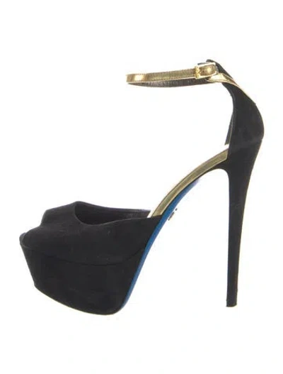Pre-owned Loriblu Leather Colorblock Pattern D'orsay Pumps In Black