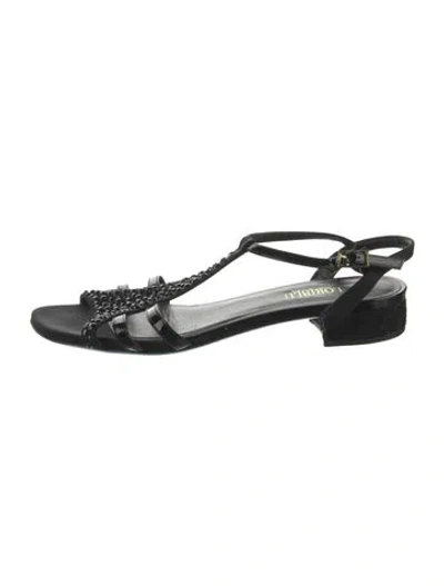 Pre-owned Loriblu Leather Slingback Sandals In Black