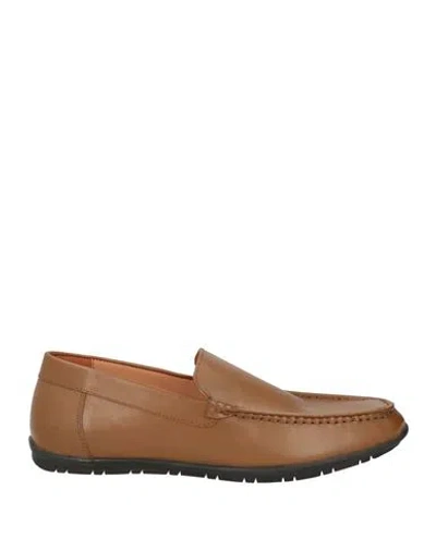 Loriblu Man Loafers Camel Size 9 Leather In Beige