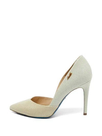 Pre-owned Loriblu Perforated Pointed-toe Pumps In Neutral