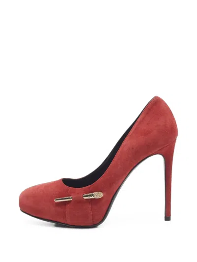 Pre-owned Loriblu Platform Suede Pumps In Red