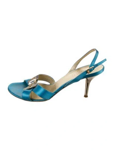Pre-owned Loriblu Satin Sandals In Blue
