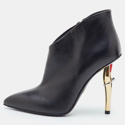 Pre-owned Loriblu Size 36 Black Leather Pointed Toe Ankle Length Boots