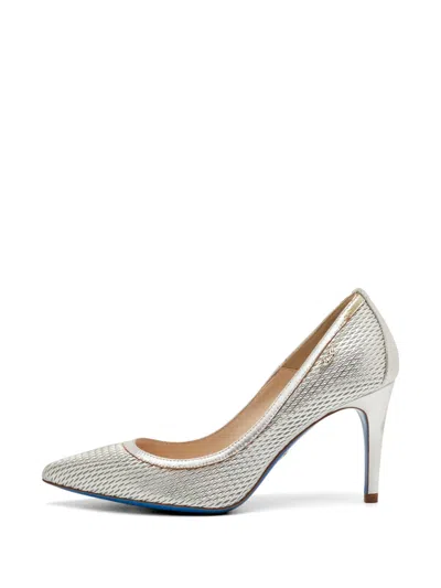 Pre-owned Loriblu Textured Pointed-toe Pumps In Silver