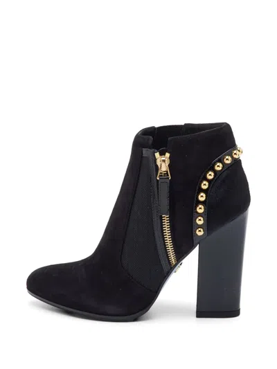 Pre-owned Loriblu Tud-embellished Ankle Boots In Black