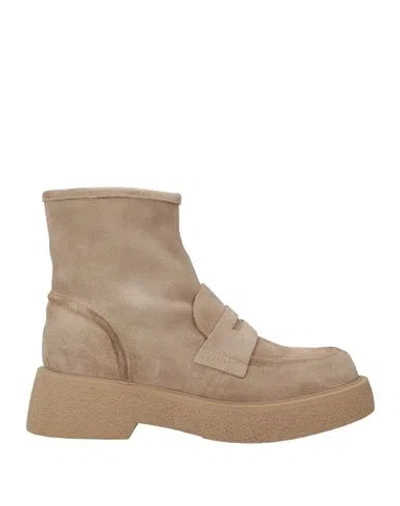 LORIBLU LORIBLU WOMAN ANKLE BOOTS BEIGE SIZE 8 LEATHER