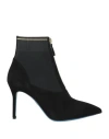 Loriblu Woman Ankle Boots Black Size 6.5 Leather, Textile Fibers In Black
