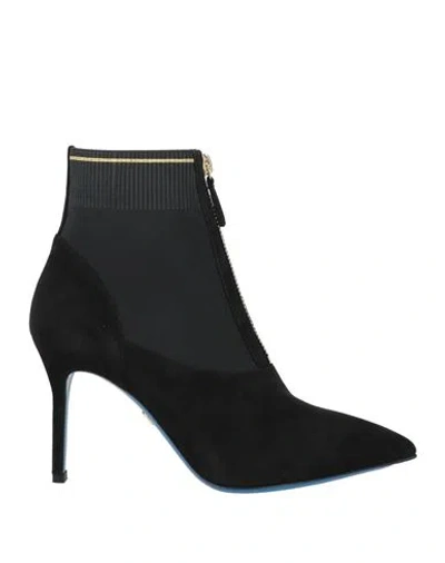 Loriblu Woman Ankle Boots Black Size 6.5 Leather, Textile Fibers