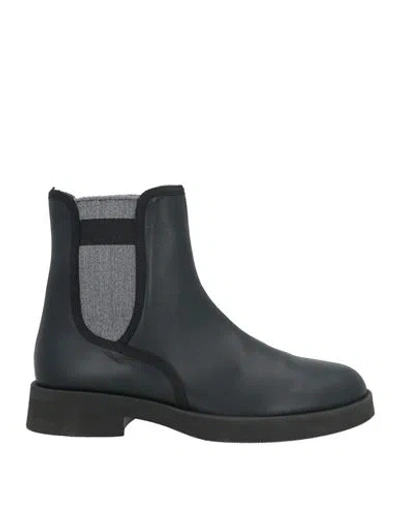 Loriblu Woman Ankle Boots Black Size 8 Leather, Textile Fibers