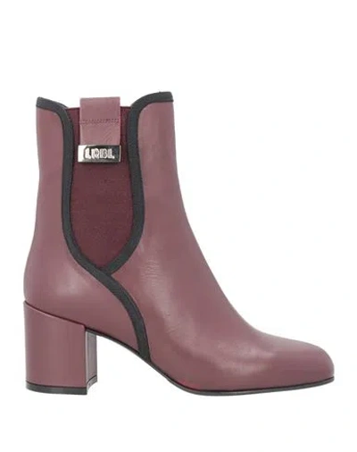 Loriblu Woman Ankle Boots Burgundy Size 8 Leather In Red