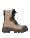 Loriblu Woman Ankle Boots Khaki Size 7 Leather In Beige