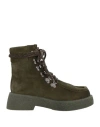 Loriblu Woman Ankle Boots Military Green Size 8 Leather In Green