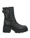 Loriblu Woman Ankle Boots Black Size 8 Calfskin, Shearling In Black