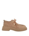 Loriblu Woman Lace-up Shoes Sand Size 7 Leather In Beige