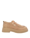 Loriblu Woman Lace-up Shoes Sand Size 8 Leather In Beige