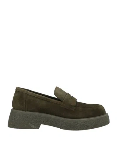 Loriblu Woman Loafers Military Green Size 5 Leather