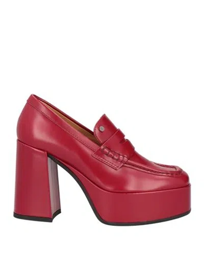 Loriblu Woman Loafers Red Size 6 Leather In Red