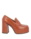 Loriblu Woman Loafers Rust Size 8 Leather In Red