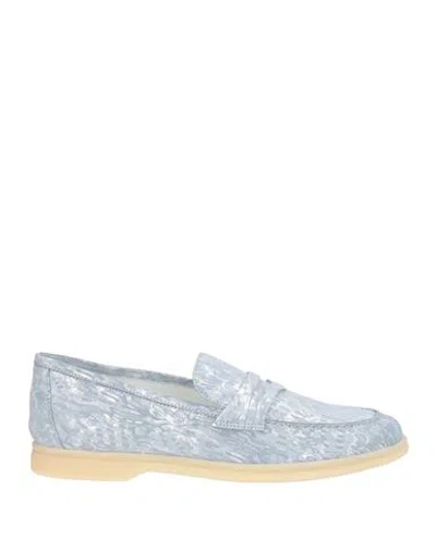 Loriblu Woman Loafers White Size 8 Leather In Blue
