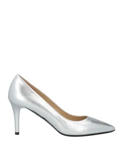 Loriblu Woman Pumps Silver Size 7 Leather In White