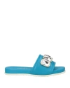 Loriblu Woman Sandals Azure Size 8 Leather In Blue