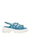 Shop Loriblu Woman Sandals Azure Size 9 Calfskin In Blue