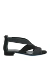 Loriblu Woman Sandals Black Size 8 Leather, Textile Fibers In Black