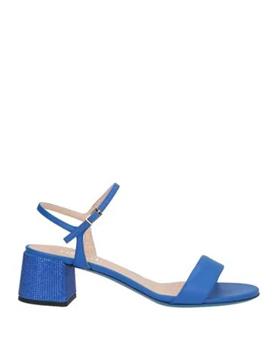 Loriblu Woman Sandals Bright Blue Size 11 Leather