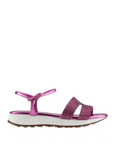Loriblu Woman Sandals Fuchsia Size 7 Leather In Pink