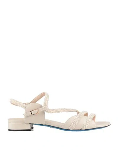 Loriblu Woman Sandals Ivory Size 8 Leather, Textile Fibers In White