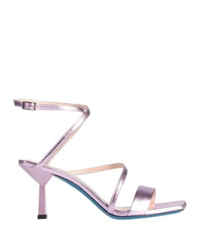Loriblu Woman Sandals Lilac Size 8 Calfskin In Purple