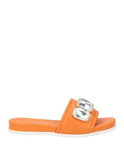 Loriblu Woman Sandals Orange Size 8 Leather