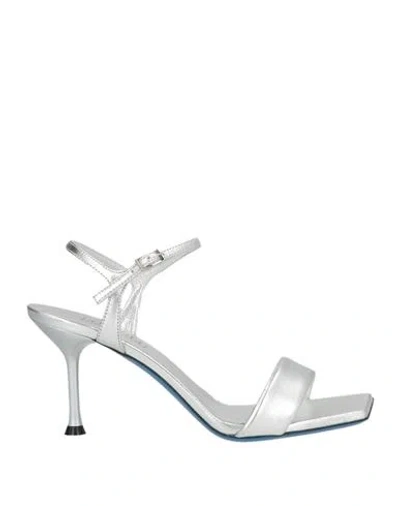 Loriblu Woman Sandals Silver Size 6 Leather In White
