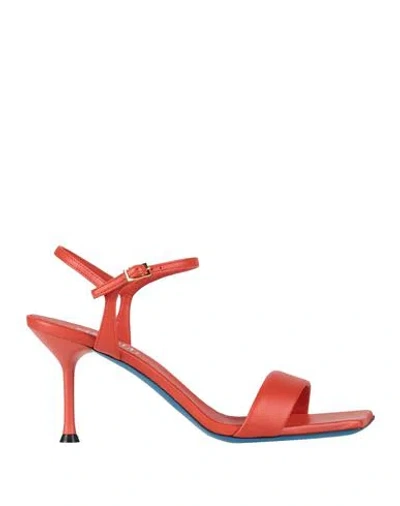 Loriblu Woman Sandals Tomato Red Size 10 Leather