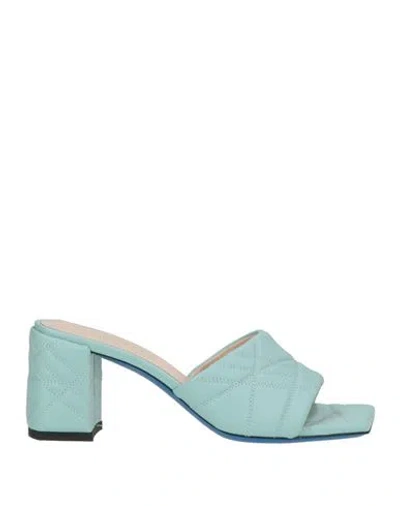Loriblu Woman Sandals Turquoise Size 8 Leather In Blue