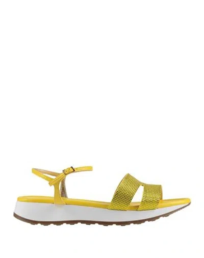 Loriblu Woman Sandals Yellow Size 6 Leather In Multi