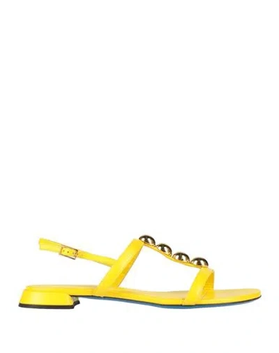 Loriblu Woman Sandals Yellow Size 8 Leather